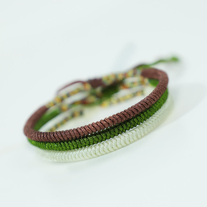 Tibetische Armbänder 3er Set bunt Glück elastisch Naturmaterialien Handgelenk