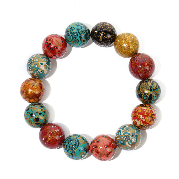 Buntes Lacquer Perlen Armband mit farbenfrohen Ruhe Perlen elegant.
