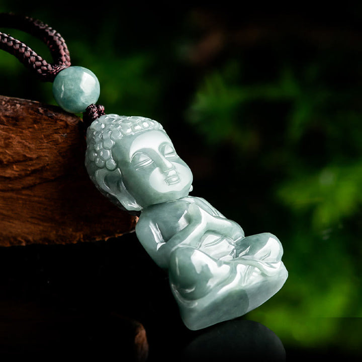 grüne Jade Anhänger, Buddha Kette, Edelstein, Spiritueller Schmuck, Schutzstein