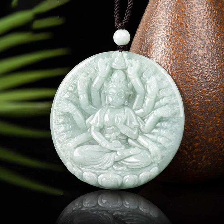 Jade Anhänger Kette Guan Yin Segen