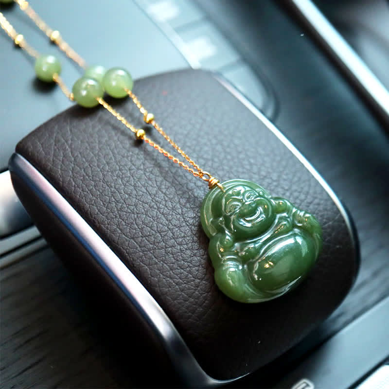 Kette Hetian-Jade Lachender Buddha – Glück