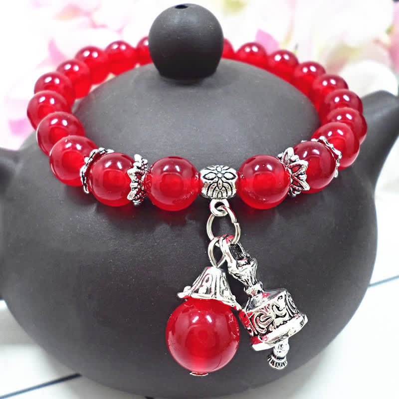 Rotes Kristall Armband Energie Perlen Silber Anhänger elastisch