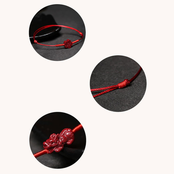 Rotes Armband Zinnober Koi Fisch Liebe Segen Details Nahaufnahme