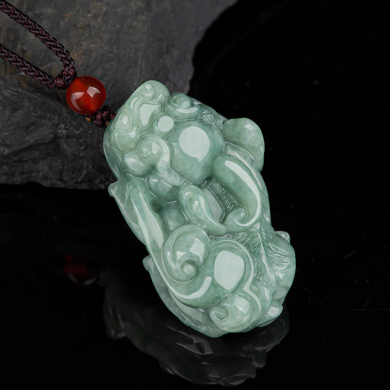 Anhänger Kette grüne Jade Pixiu Glück