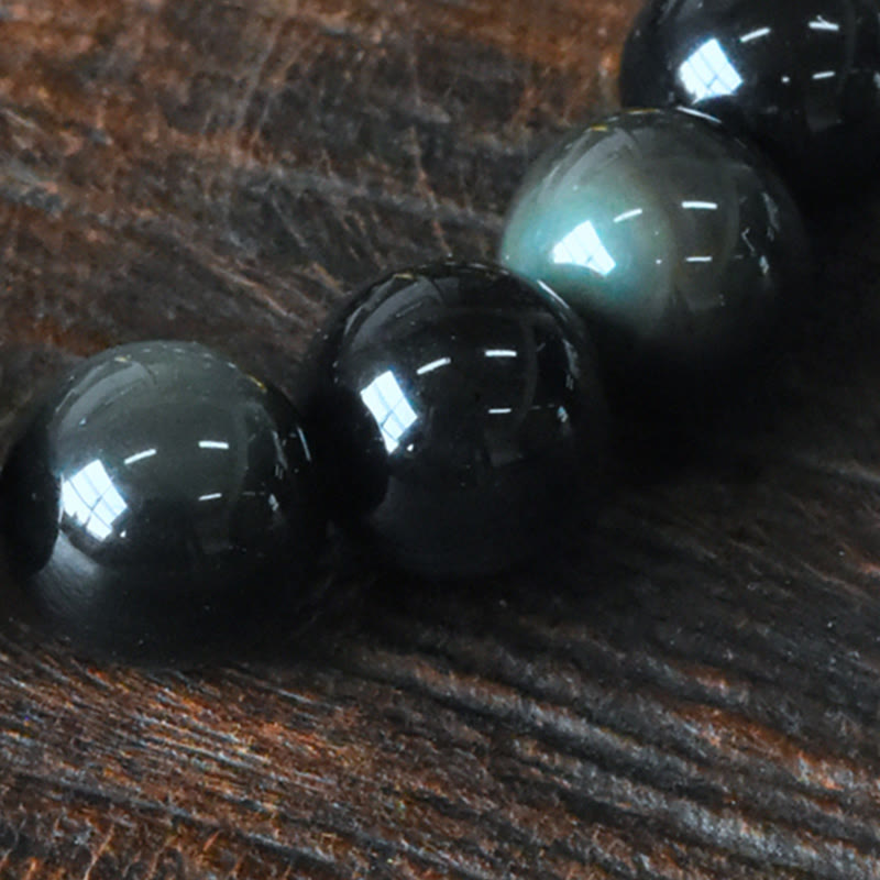 Armband Obsidian Kupfer – Energie schwarze Perlen Naturstein glänzend