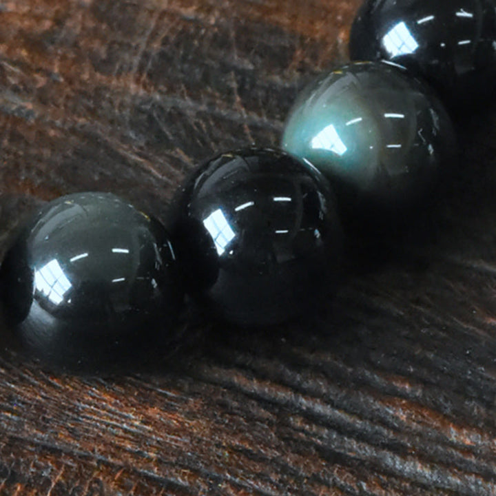 Armband Obsidian Kupfer – Energie schwarze Perlen Naturstein glänzend