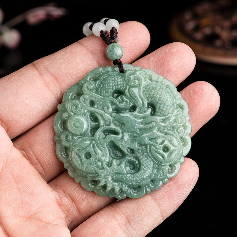 Kette Jade Drachen – Wohlstand & Glück – Bild 5 – Kette Jade Drachen Anhänger grün geschnitzt Wohlstand Glück Naturstein