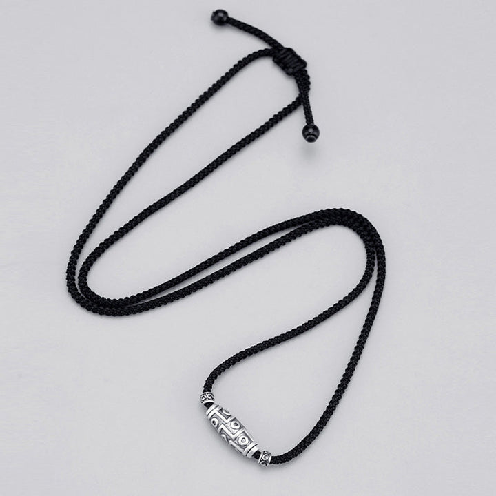 Kette 999er Silber Dzi-Auge Sterlingsilber Schutz schwarze Kordel