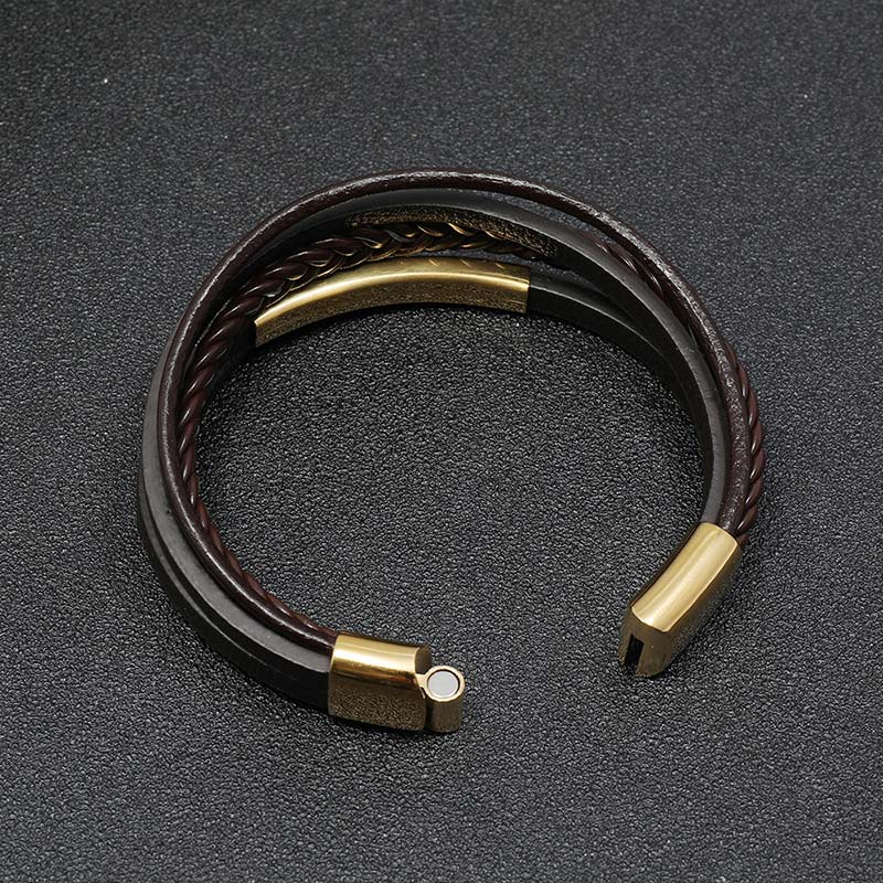 Armband Leder Titanstahl Minimalistisch - Glück