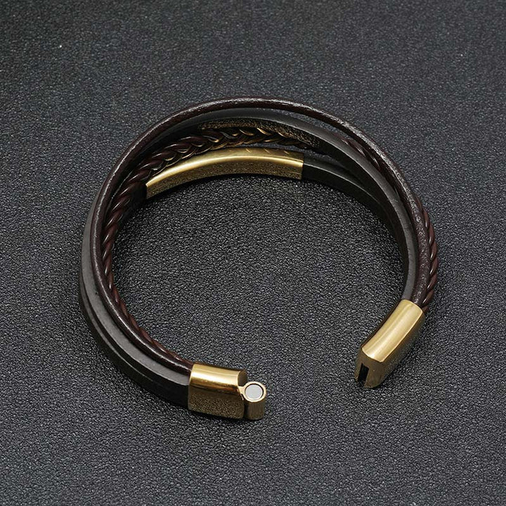 Armband Leder Titanstahl Minimalistisch - Glück