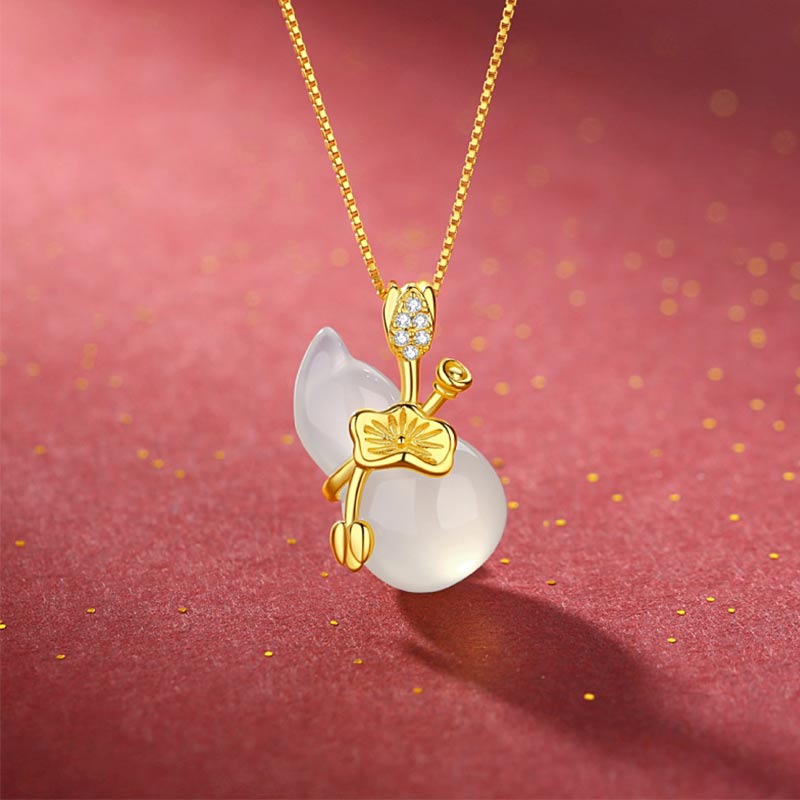 Kette Cyan Jade Kürbis Lotus Fülle Gold
