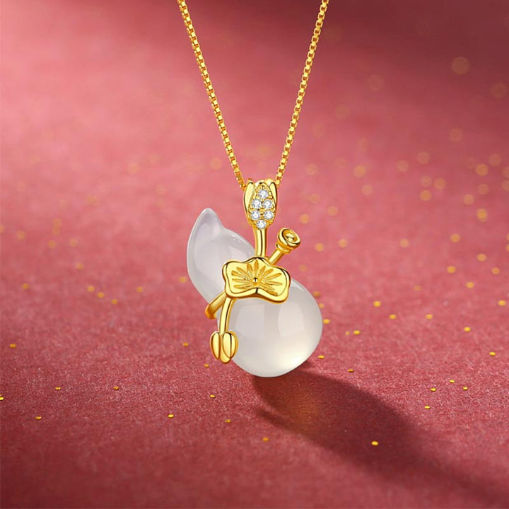 Kette Cyan Jade Kürbis Lotus Fülle Gold
