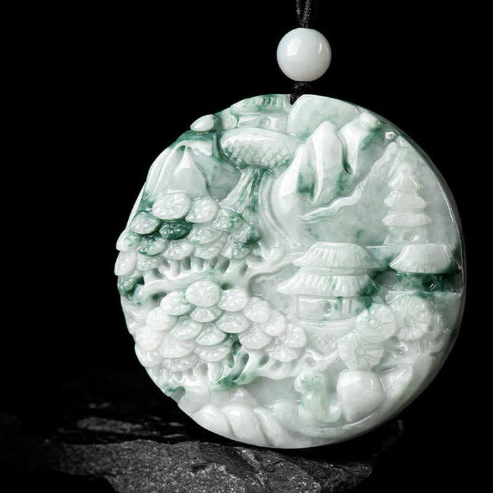 Jade Kette Berglandschaft Tempel grün Fülle