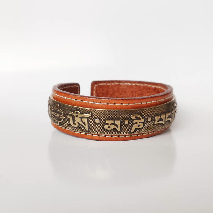 Kupfer Armband mit Om Mani Padme Hum Gravur braun elegant
