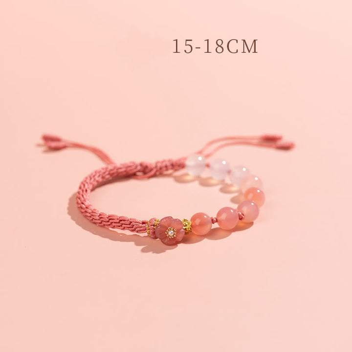 Armband Achat Pfirsichblüte rosa Perlen Naturstein elastisch Handgelenk getragen