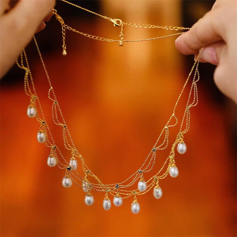 Kette Perle Vergoldet Elegant – Vintage