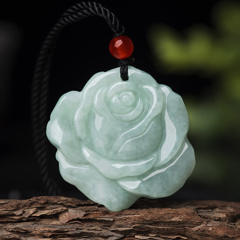 Jade Anhänger Kette Rose grün Naturstein
