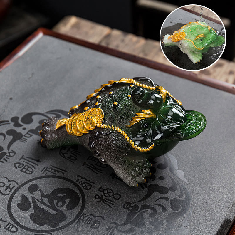 Frosch Figur Feng Shui Reichtum Grün / Klein