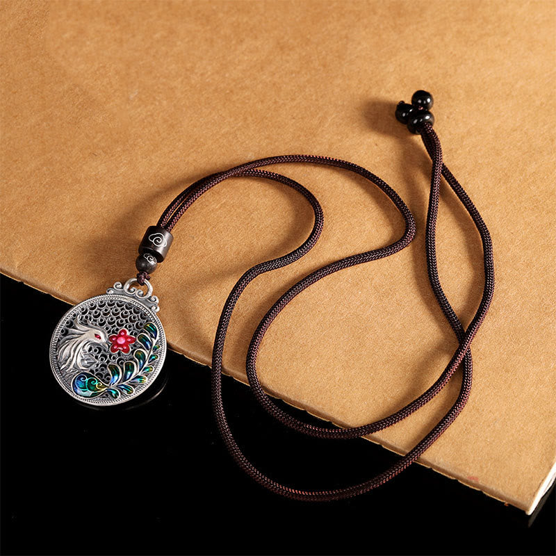 Phönix Sterling-Silber Lederschnur Anhänger Kette Schutz