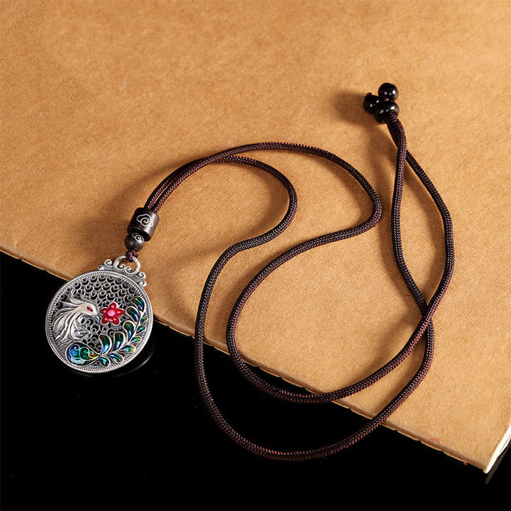 Phönix Sterling-Silber Lederschnur Anhänger Kette Schutz