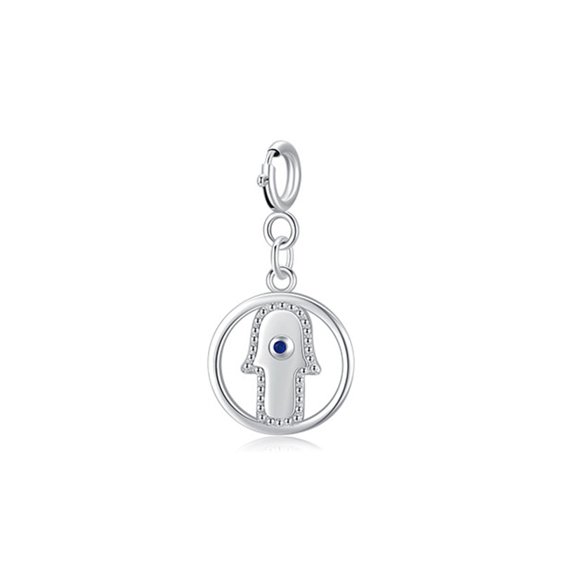 Hamsa Hand Anhänger 925er Silber blauer Stein Charm
