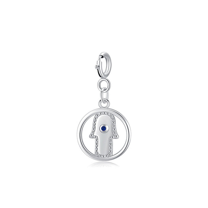 Hamsa Hand Anhänger 925er Silber blauer Stein Charm