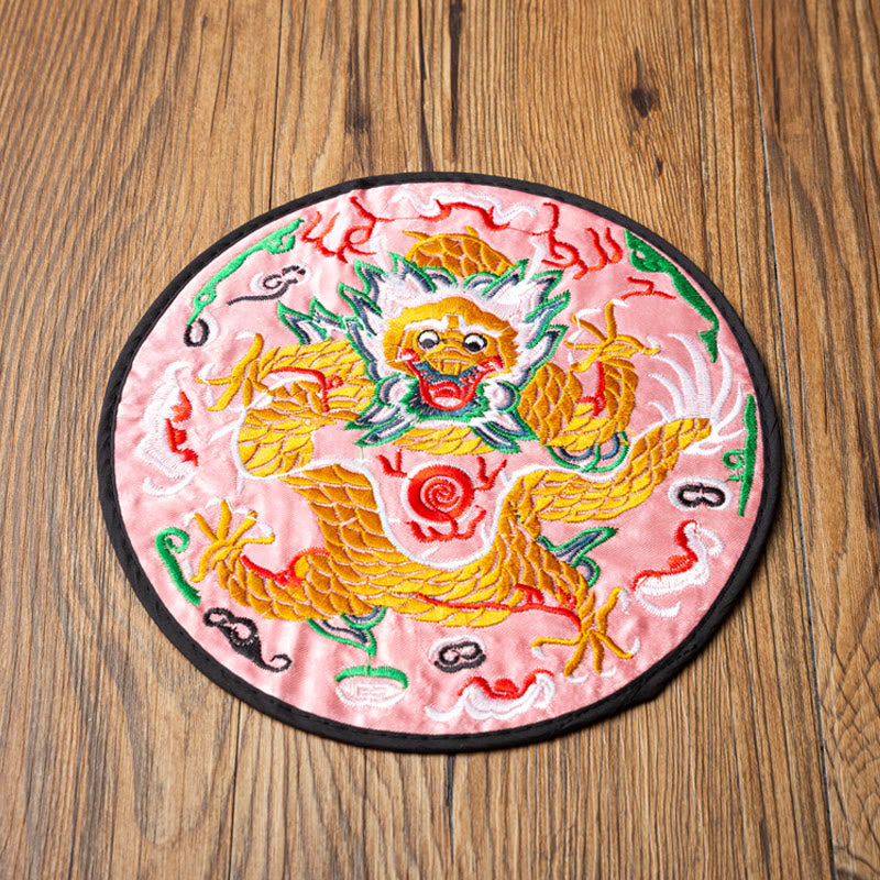 Teetasse Untersetzer Drachen Stickerei Kung Fu Rosa Drache