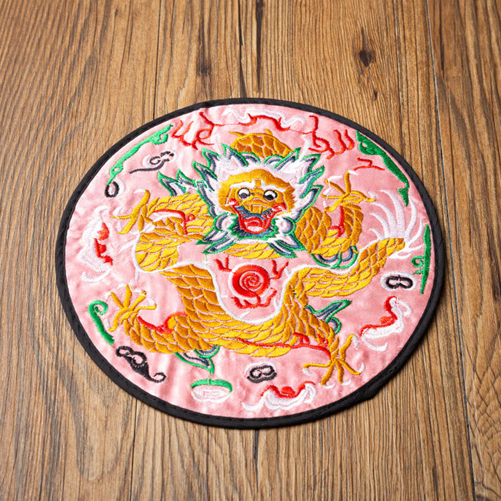 Teetasse Untersetzer Drachen Stickerei Kung Fu Rosa Drache