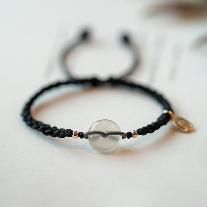 Armband – Frieden mit durchsichtiger Kugel schwarzem Seil elegant