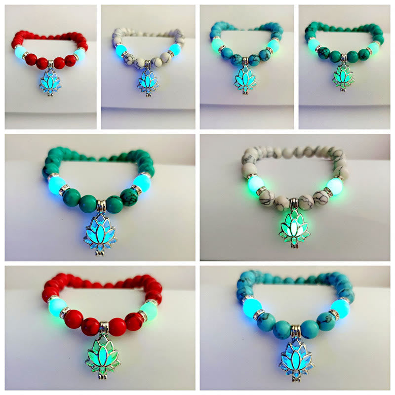 Armband Leuchtstein Türkis Lotus "Schutz"