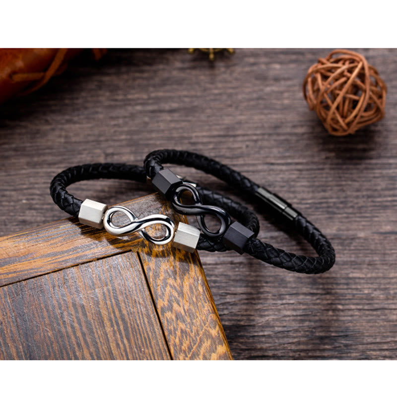 Armband Unendlicher Titanstahl Leder Balance