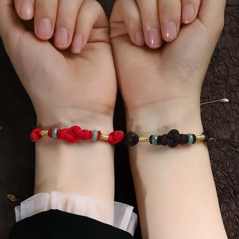 Armband Rotes Band Jade - Glück Knoten