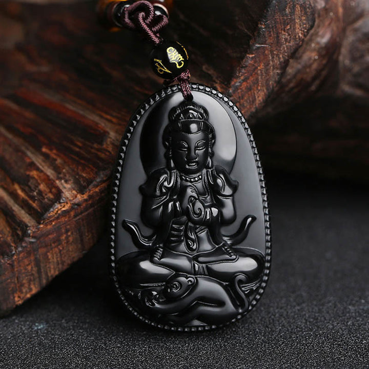 Anhänger Kette Obsidian Buddha Geburtsbuddha Schutzanhänger