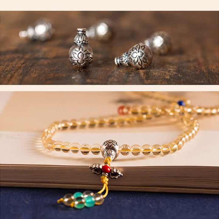 Mala 925 Silber Roter Achat Armband mit goldenem Citrin Perlen getragen