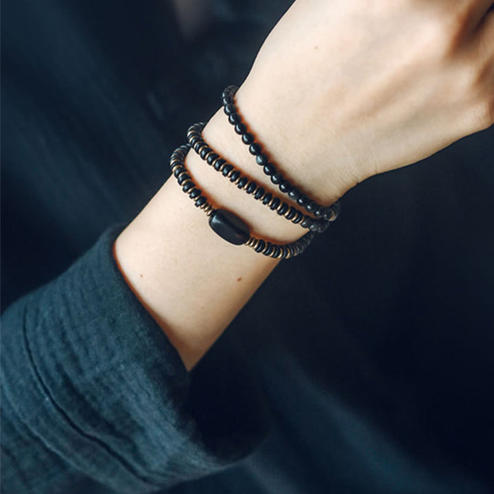 Armband Regenbogen Obsidian Ebenholz - Heilung