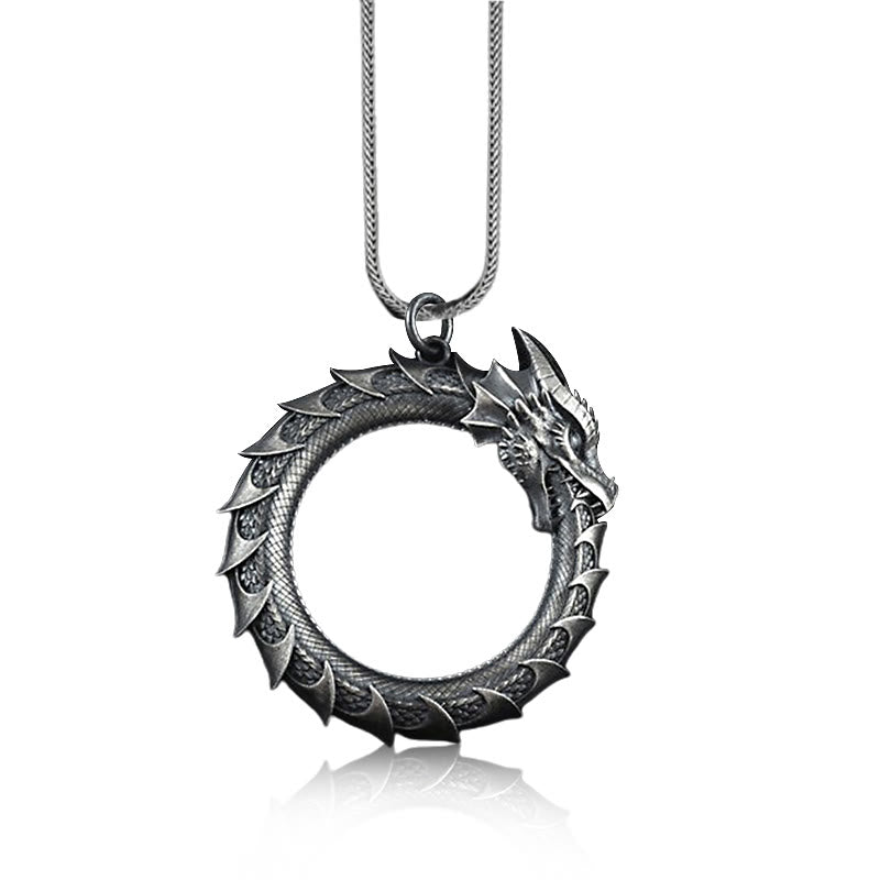 Drachen Anhänger Zinn Kette Schutz