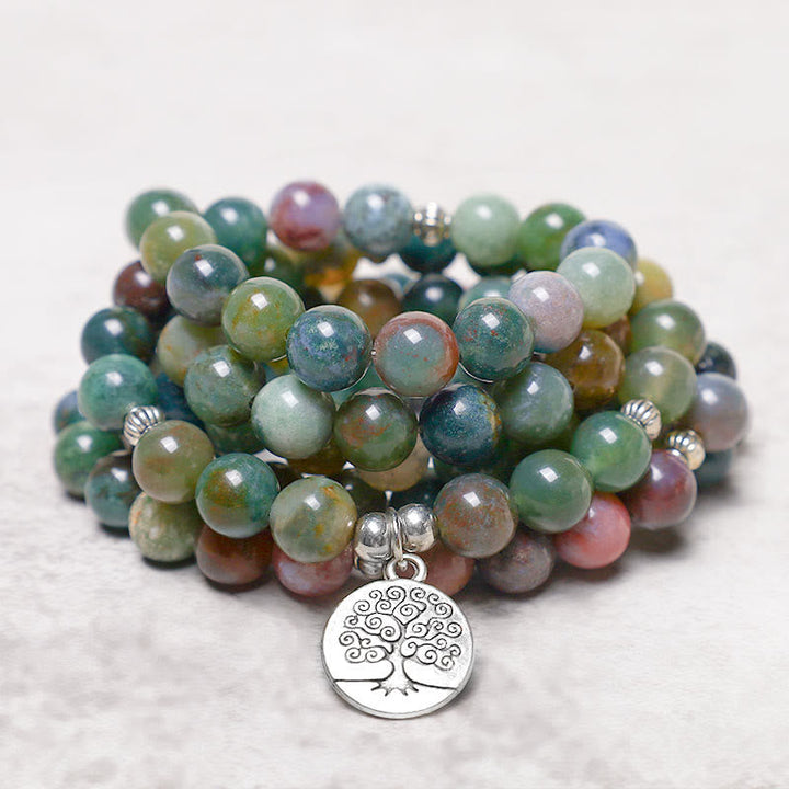 Armband Achat Lebensbaum – Ruhe mehrfach elastisch Naturstein grün