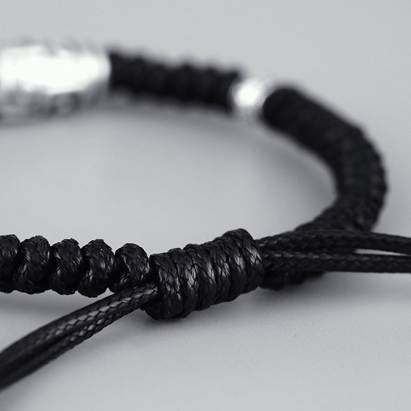 Schwarzes Seil Armband mit Knoten elegantes minimalistisches Design Naturstein