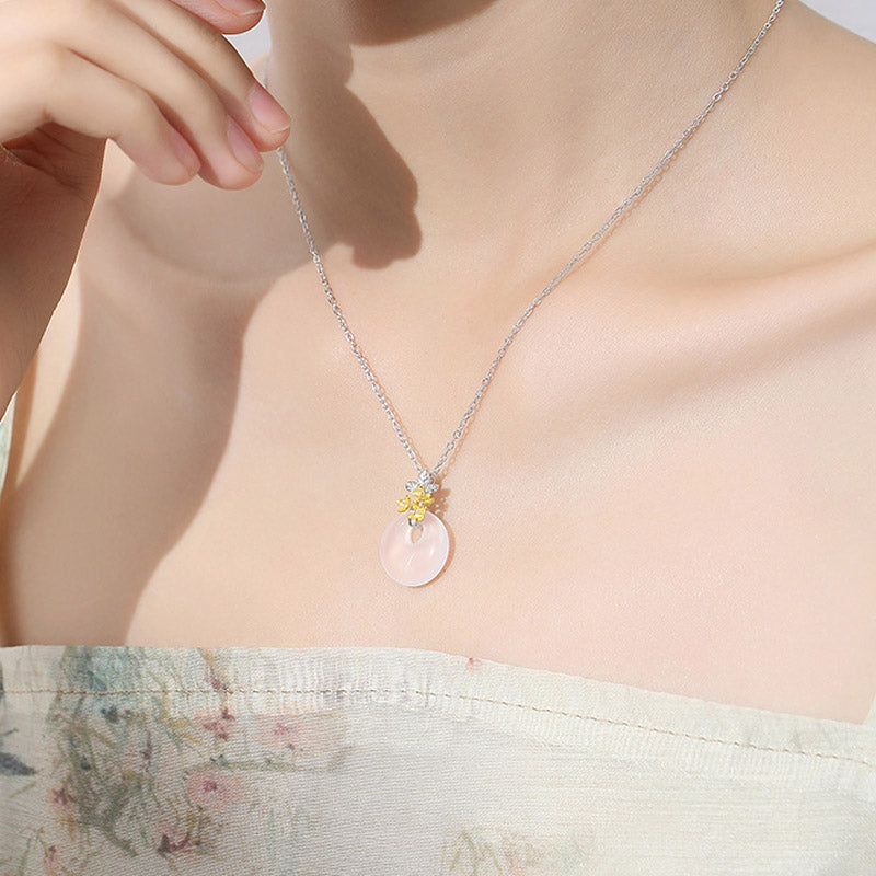 Kette Chalcedon Harmonie Blüten Anhänger Schmuck