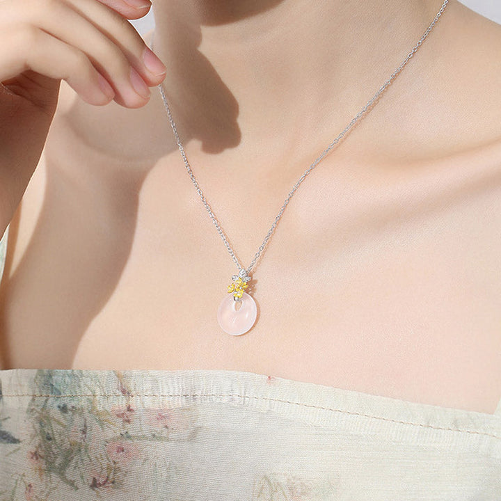 Kette Chalcedon Harmonie Blüten Anhänger Schmuck
