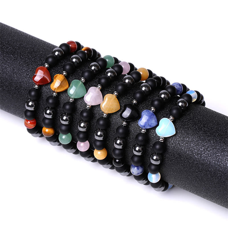 Armband Schwarzer Onyx Tigerauge – Schutz & Liebe mit Halbedelsteinen elastisch.