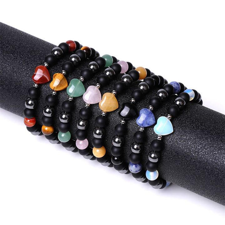 Armband Schwarzer Onyx Tigerauge – Schutz & Liebe mit Halbedelsteinen elastisch.