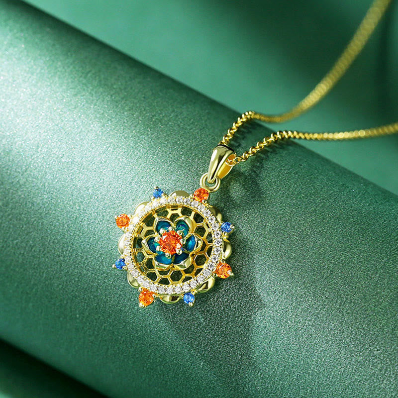 Kette Zirkonia Lotus Anhänger Kristall Schmuck