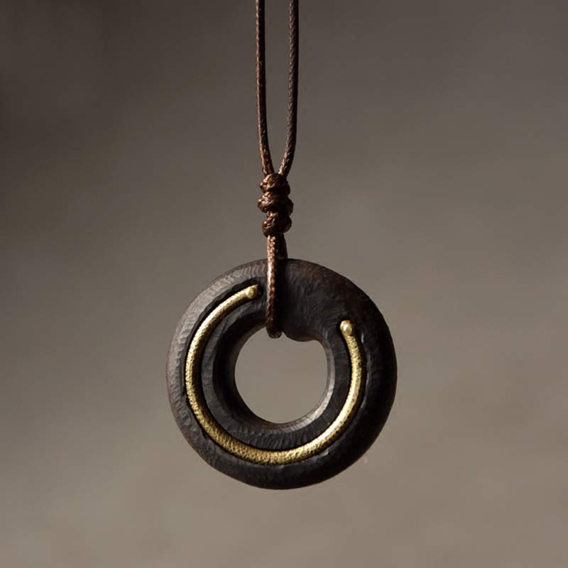 Ebenholz Zen Kreis – Gelassenheit & Frieden – Echter Naturstein – Ebenholz Zen Kreis Anhänger – Gelassenheit und innerer Frieden Halskette