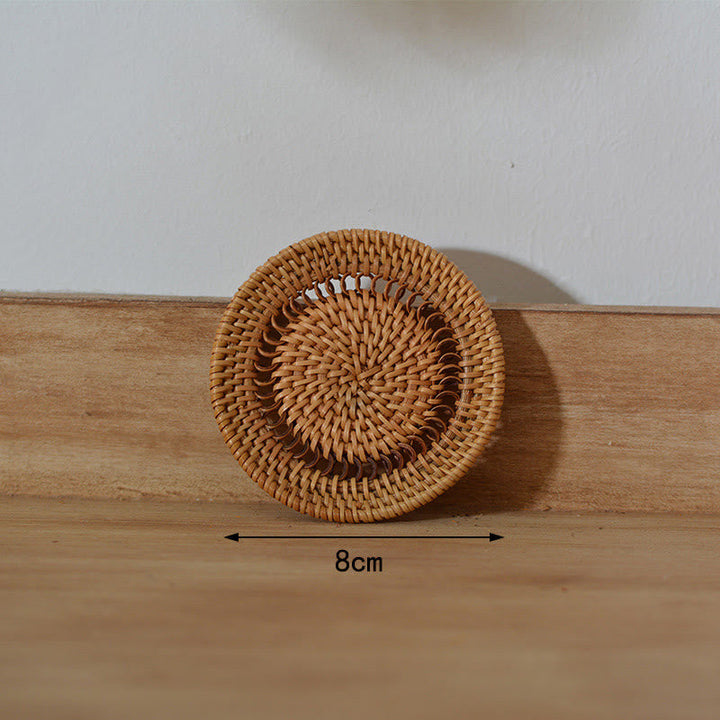 Teetassen-Untersetzer Rattan Blumenmuster Keramik Spiral-Untersetzer 8 cm