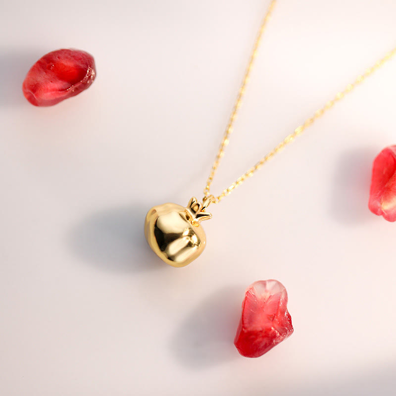 Kette Granatapfel Anhänger gold Sterlingsilber vergoldet