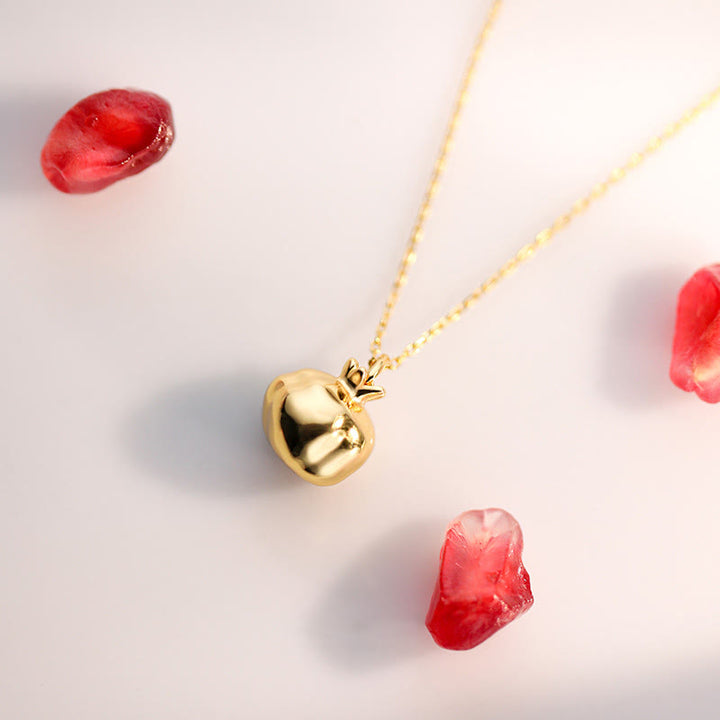 Kette Granatapfel Anhänger gold Sterlingsilber vergoldet