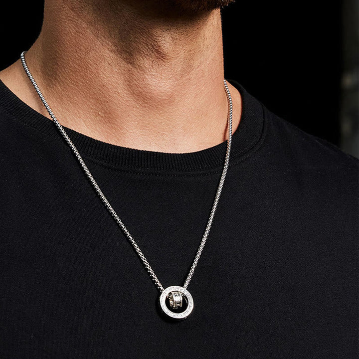 Anhänger Kette Tibetischer Gelassenheit Herren Silber Ring