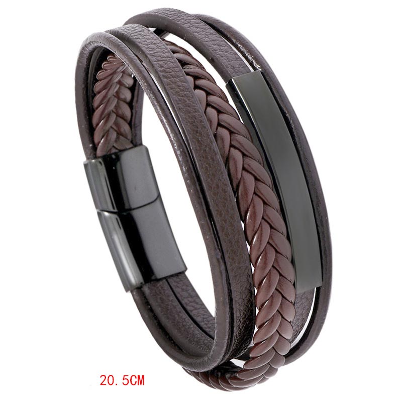 Armband Leder Titanstahl Minimalistisch - Glück
