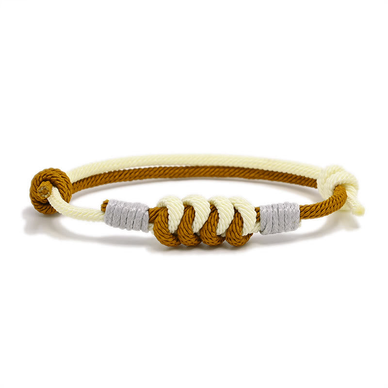 Armband Geflochten Knoten – Stärke Seil Creme Gold Elastisch Handgelenk